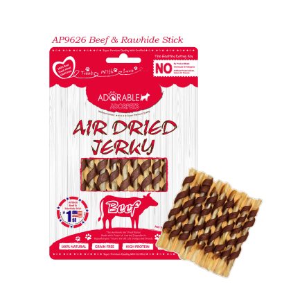 Adorable Adorpets Beef Rawhide Stick 天然無穀物風乾 牛肉繞牛皮潔牙棒 100g