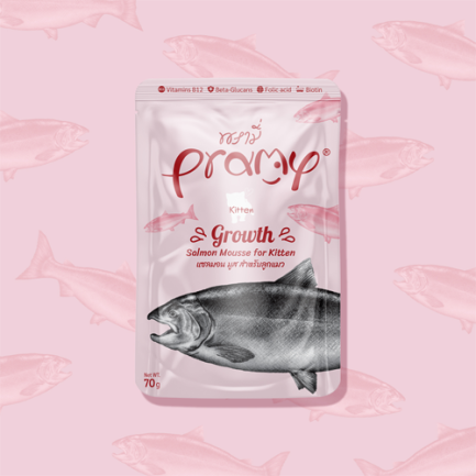 Pramy 功能性貓濕包 - 慕絲系列  三文魚 (幼貓) 70g (一盒12包)